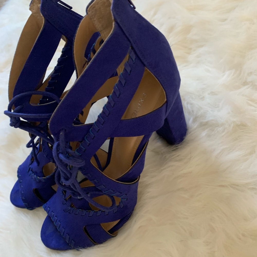 Express Purple Block Heels
